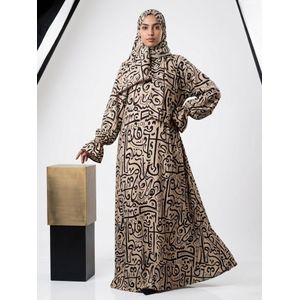 lusso moda Arabic Calligraphy Print isdal with Hijab – Beige & Pink