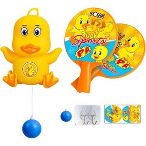 Duck Ping Pong Game Adorable Duck Design with Smart Button String Control Includes 2 Bits and 2 Balls Hanging Accessories for Indoor and Outdoor Play Fun Racket Game for Kids and Adults Improves Motor Skills Perfect Educational Gift
