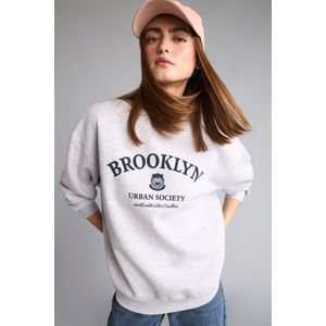 Defacto Oversize Crew Neck Slogan Print Thick Fabric Sweatshirt