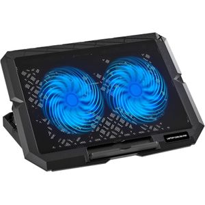 Utopia Ultra Slim Laptop Fan 2.8cm with 2 x 14cm Fans, Silent with LED Light - 5V - 8 Height Settings up to 17 inches, 2 USB Ports for Easy Connectivity - UC-502
