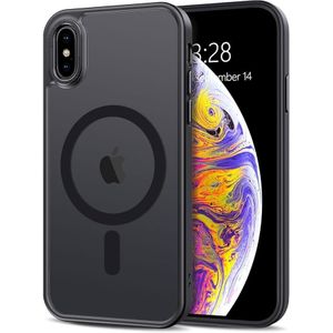 Case for iPhone Xs Max Case Magnetic Phone Case Compatible with MagSafe, Soft TPU Bumper Hard Translucent Matte Back Slim Fit Shockproof Protective Cover for Men Women Girls - Black