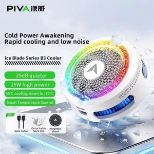 PIVA B3 Phone and iPad Cooler, 25W Magnetic Cooling Fan, Ultra-Quiet, Portable, for iPhone, Android, RedMagic and iPad, Strong Magnetic Attachment, Built for Intense Gaming
