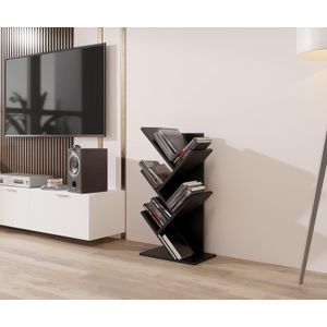 Tree Bookcase, Office Free Standing Book Shelf, Storage Shelf for Living Room, Bedroom, Kitchen, 5 Shelves, Black