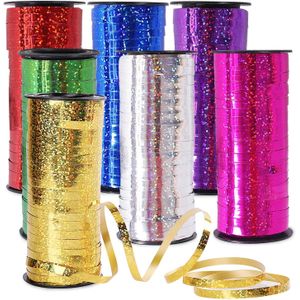 Paquete of 7 cintas rizadas, cintas metalicas izadas for regalo globos, cintas brillantes for envolver globos para manualidades, navidad, cumpleaños, boda, decoración de fiesta (con purpurina)