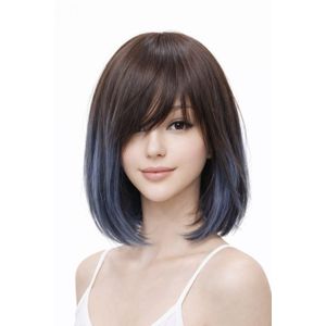 شعر كاريه بني أنيق بلمسة أزرق هادئ