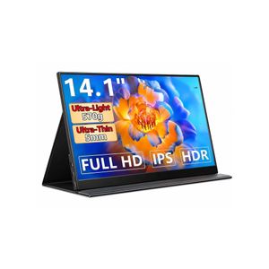 Touch The P41 14.1-inch portable monitor features FHD 1080P resolution and IPS technology for gaming and business, two USB-C ports, an HDMI port, built-in speakers, and supports Extended Display for displaying different applications and tasks simultaneously.