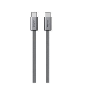 Aukey كابل CB-DCC242 Circlet Blink بطول 1.8 متر وقدرة 240 واط، كابل USB-C مضفر من DTY - رمادي