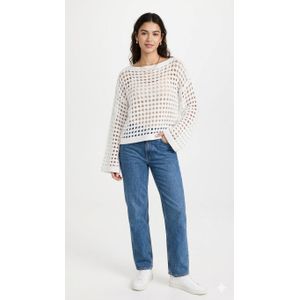 بلوزة كاجوال مثقبة - ابيض