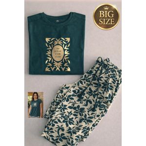 بيجامة صيفي حريمي نص كم – قطن سنجل ليكرا – مقاس حر (70–120 كجم)