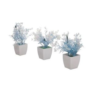 مجموعة زراعة صناعية عصرية لديكور المنزل بألوان أزرق فاتح وأبيض