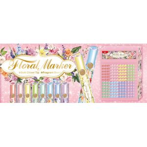 M&G Chenguang Floral Scented Glitter Highlighter Pen – Soft Chisel Tip, Fragrant Pastel Marker for Notes & Journaling - 1pcs - No: APMV09G7