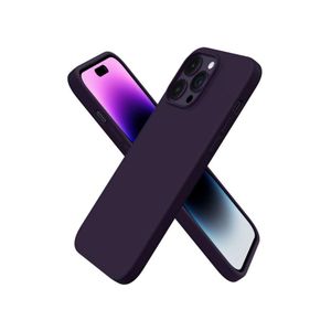 متوافق مع جراب iPhone 16 Pro Max مقاس 6.9 بوصة، جراب نحيف من السيليكون السائل، 4 طبقات من المطاط الهلامي الناعم، جراب حماية للهاتف مقاوم للصدمات مع بطانة من الألياف الدقيقة المضادة للخدش (لون بنفسجي داكن)