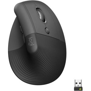 Logitech Lift Vertical Ergonomic Mouse, Wireless, Bluetooth or Logi Bolt USB receiver, Quiet clicks, 4 buttons, compatible with Windows-macOS-iPadOS, Laptop, PC - Graphite