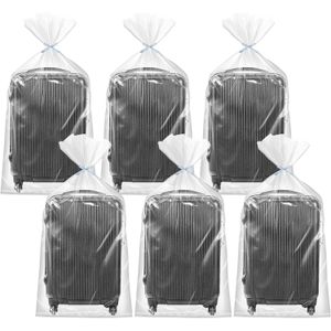 اكياس تخزين بلاستيكية شفافة كبيرة جدا، 6 قطع مقاس 90 في 120 سم، مسطحة للامتعة وشنطة السفر والاثاث واللحاف والالعاب المخملية وكراسي المكتب متينة و تحمي من الخدش