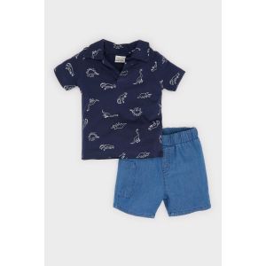 Defacto Baby Boy Shirt Neck Regular Fit Woven Set - Navy
