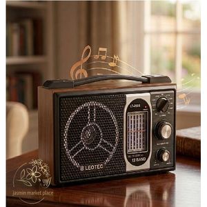 Leotec راديو ليوتيك محمول  Radio LT-2008 كلاسيكي متعدد الموجات FM/AM/SW -  يعمل بالكهرباء والبطارية عالي الحساسية 