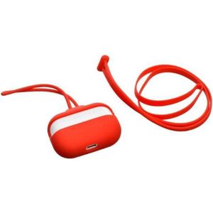 غطاء حماية سيليكوني ثنائي الحزام مع حزام للرقبة والمعصم لسماعات AirPods Pro 2 - أحمر