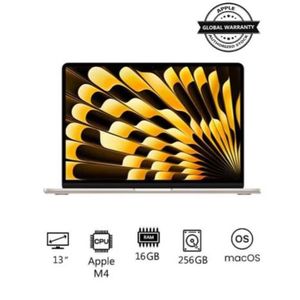 Apple New 2025 MacBook Air MW0Y3 13-Inch Display,  M4 Chip 10-Core CPU 8-Core GPU Processor/16GB RAM/256GB SSD/macOS English/Arabic Starlight