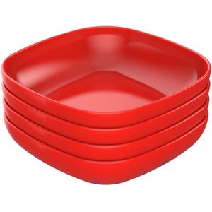 M Design Eden Deep Plate 20 cm - Pack of 4 - BPA Free, Microwave Safe, Dishwasher Safe, Food Safe, Stackable - Red