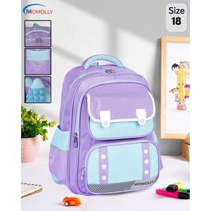 Momolly Japanese-style school bag with multiple storage compartments and a padded back panel.