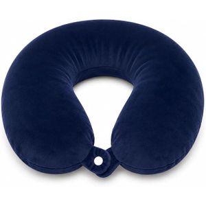 Memory Foam Travel Neck Pillow with Soft Velvet Cover Ergonomic Airplane Pillow Portable Neck Support Cushion for Car Train Office Camping Travel Accessories Comfortable Design (Navy Blue)
