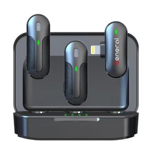 General GM5 Wireless Lavalier Microphone with Noise Reduction, Mute Button, and LED Indicator, Compatible with iPhones