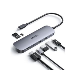Anker USB C Hub, 7-in-1 Multi-Port USB Adapter for Laptops, 4K@60Hz USB C to HDMI Splitter, 100W Max Power Delivery, 3xUSBA & C 3.0 Data Ports, SD/TF Card, for Type C Devices (Charger Not Included)