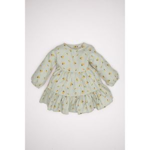 Defacto Baby Girl Regular Fit Long Sleeve Woven Dress - Mint