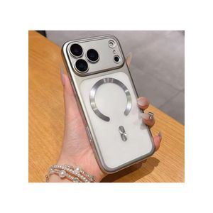 غطاء خلفي فاخر غير لامع متوافق مع حافظة Magsafe لهاتف iPhone 17 Pro، غطاء مقاوم للصدمات، واقي للعدسة - (فضي)