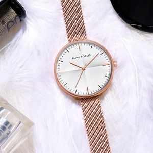 MINI FOCUS  Watches for Women Top Fashion Quartz  Luxury Stylish In Stock Waterproof With Mesh Steel Band MF0275L