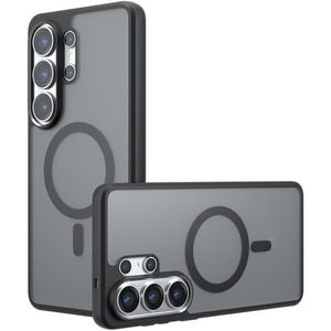  جراب حماية خلفي صلب مقاوم للصدمات مصنوع من البولي كربونات بإطار من البولي يوريثين الحراري الناعم مضاد للاصفرار، متوافق مع سامسونج جالاكسي S26 الترا (شحن لاسلكي مغناطيسي، لون أسود) 