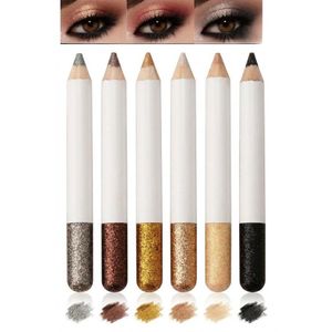 6-Piece Glitter Eyeshadow Stick Set: Shimmering Pearl Finish, Highly Pigmented & Waterproof - Versatile Cosmetic Pens for Eye Contouring and Brightening.