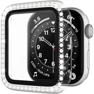 متوافق مع ساعة آبل الذكية (سلسلة 6/5/4) مقاس 40 مم، غطاء حماية زجاجي مقوى، غطاء كريستالي رفيع لامع للنساء والرجال (شفاف)