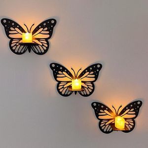 طقم ديكور حائط 3 قطع بتصميم فراشات مضيئة من HFR ARTEC لوحات خشبية مودرن بإضاءة LED دافئة خشب MDF فاخر 4 مم مقاس 30*40 سم تركيب سهل وسريع بدون مسامير أو تكسير مزود بلاصق دبل فيس قوي