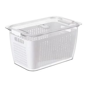 3pcs Fridge Organizer Containers Fresh Vegetable Fruit Drain Basket  Refrigerator Storage Box With Lid Kitchen Tools Accessories