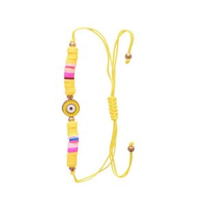 3Diamonds Eye-shaped pendant string bead bracelets for women - Yellow