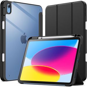 Jetech Case for iPad (A16) 11th/10th Gen, Black  Cover for 2025/2022 Model, Clear Transparent Back, Pencil Holder, Slim Shockproof, Tri-Fold Stand, Auto Wake/Sleep