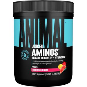 Animal Juiced Amino Acids - BCAA Powder EAA Matrix Plus Hydration with Electrolytes and Sea Salt Anytime Recovery and Improved Performance, Fruit Punch Flavor, 30 Servings