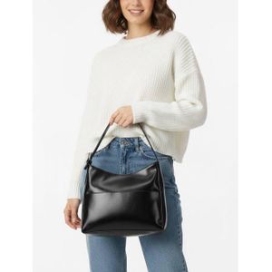 Elegant Black Faux Leather Shoulder Bag – Chic Hobo Style Underarm Bag for Women