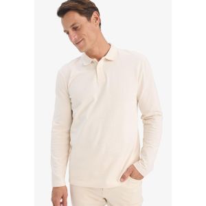 Defacto Man Polo Neck New Regular Fit Long Sleeve Body - Off White