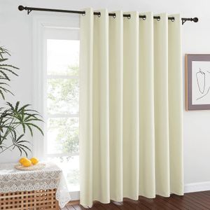 INtex CURTAINS HOUSE ستارة تعتيم عازلة للحرارة بملمس زغبي ناعم وحلقات تثبيت فضية من الصلب لغرفة المعيشة وغرفة النوم، ستارة واحدة 2 م عرض-2.3 م طول من انتيكي سيرتينس هاوس، اوف وايت.