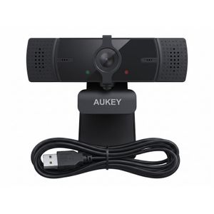 Aukey كاميرا ويب بدقة 1080P باللون الأسود مع ميكروفون رقمي مدمج، مناسبة للاجتماعات والبث المباشر والتعليم عن بعد