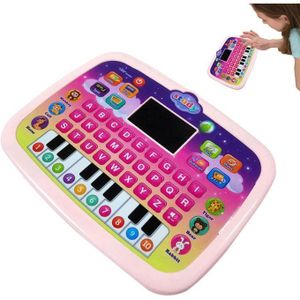 Feziwurs Toddler Laptop,Smart Pad Educational Toys for - English Learning Machine with LED Display for 1-4 Years Old Preschool Boys Girls (Pink/Green)