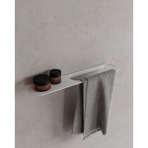 Modern Steel Towel Rack Slim Matte White Towel Holder Bathroom Organizer Elegant Length 45cm Width 8cm
