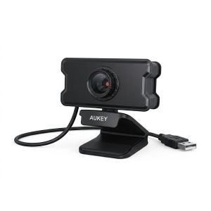 Aukey كاميرا ويب Full HD 1080P بدقة 1920  1080 بكسل مع ميكروفون رقمي مدمج واتصال USB 2.0 - موديل PC-W10 - لون أسود - مثالية للعمل عن بعد والاجتماعات والبث المباشر