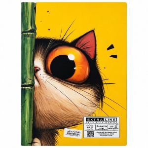 Extra Line Stapled Squared University Notebook, 60 Sheets, Curious Cat Design, Bristol Coated Cover, A4
