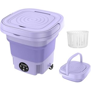 غسالة صغيرة قابلة للطي محمولة لملابس الأطفال والملابس الداخلية والغسيل الصغير، قابلة للطي ومناسبة للسفر مع تحكم باللمس للسكن الجامعي والمركبات الترفيهية والاستخدام المنزلي من تيكزون (أرجواني)