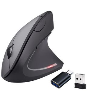 GtyGo ماوس رأسي مريح لاسلكي 2.4G مع محول Type C لأجهزة اللابتوب والأجهزة اللوحية