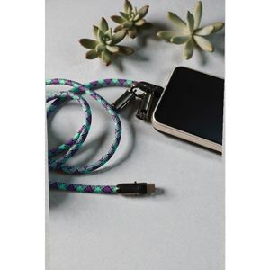 2-in-1 Mobile Phone Hanging Lanyard with Type-C to Type-C Fast Charging Cable - Multicolor
