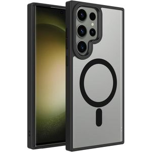 جراب بتصميم مغناطيسي لموبايل سامسونج جالاكسي S23 الترا متوافق مع ماج سيف واقي شفاف مقاوم للصدمات ومقاوم S23 اسود البولي يوريثين الحراري